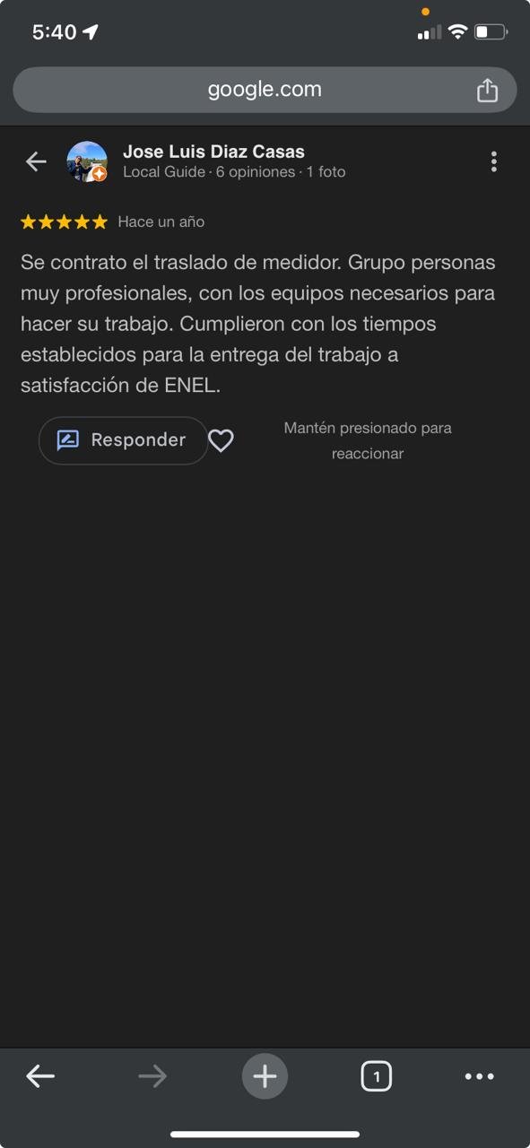 Cliente satisfecho con servicio eléctrico A&G